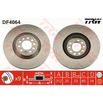 TRW DF4064 - Jeu de 2 disques de frein avant