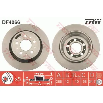 TRW DF4066 - Jeu de 2 disques de frein arrière