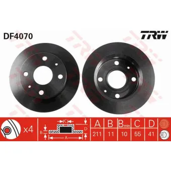 TRW DF4070 - Jeu de 2 disques de frein avant