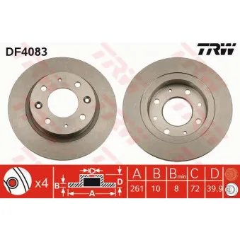 TRW DF4083 - Jeu de 2 disques de frein arrière