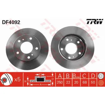 TRW DF4092 - Jeu de 2 disques de frein avant