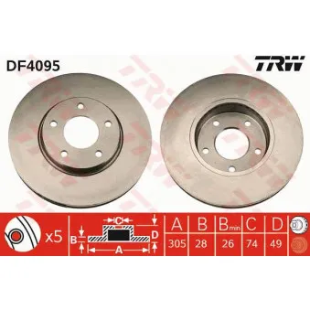 Jeu de 2 disques de frein avant TRW OEM 24.0129-0100.1