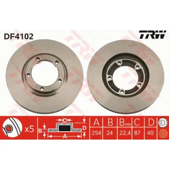 Jeu de 2 disques de frein avant TRW DF4102