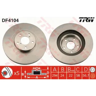 Jeu de 2 disques de frein avant TRW OEM 60-07-725