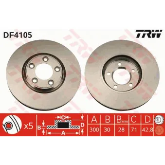 TRW DF4105 - Jeu de 2 disques de frein avant