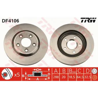 TRW DF4106 - Jeu de 2 disques de frein arrière