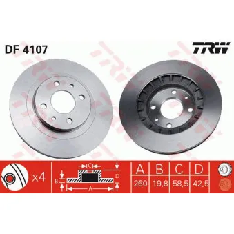 Jeu de 2 disques de frein avant TRW DF4107
