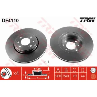 TRW DF4110 - Jeu de 2 disques de frein avant