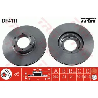 TRW DF4111 - Jeu de 2 disques de frein avant