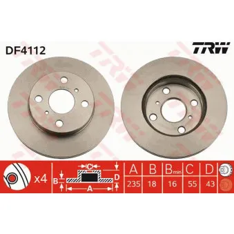 TRW DF4112 - Jeu de 2 disques de frein avant