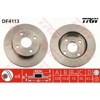 TRW DF4113 - Jeu de 2 disques de frein avant