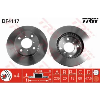 TRW DF4117 - Jeu de 2 disques de frein avant