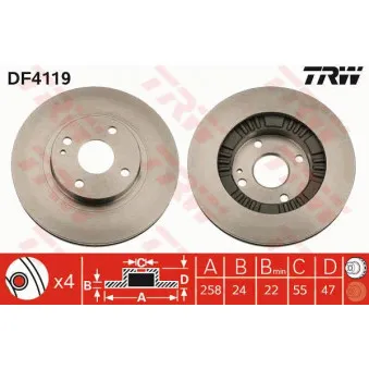 Jeu de 2 disques de frein avant TRW DF4119