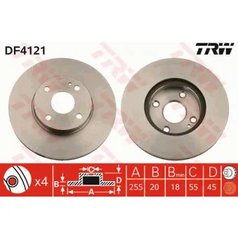 Jeu de 2 disques de frein avant TRW DF4121