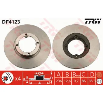 Jeu de 2 disques de frein avant TRW DF4123