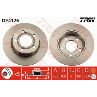 TRW DF4126 - Jeu de 2 disques de frein arrière