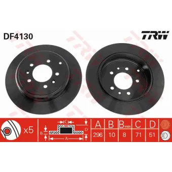 TRW DF4130 - Jeu de 2 disques de frein arrière