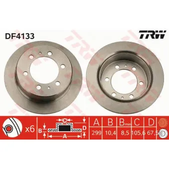 TRW DF4133 - Jeu de 2 disques de frein arrière