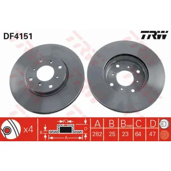Jeu de 2 disques de frein avant TRW DF4151