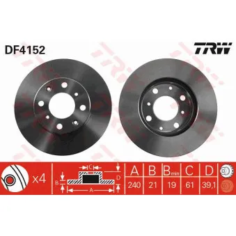 TRW DF4152 - Jeu de 2 disques de frein avant