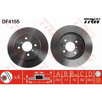 Jeu de 2 disques de frein avant TRW OEM DDF1287
