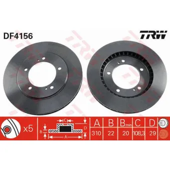 Jeu de 2 disques de frein avant TRW DF4156