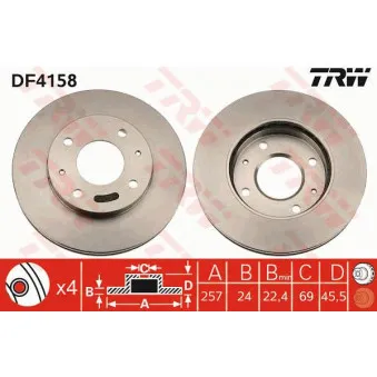 TRW DF4158 - Jeu de 2 disques de frein avant