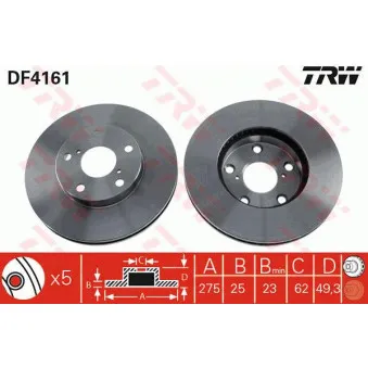 Jeu de 2 disques de frein avant TRW DF4161