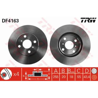 Jeu de 2 disques de frein avant TRW DF4163