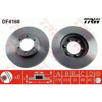Jeu de 2 disques de frein avant TRW DF4168