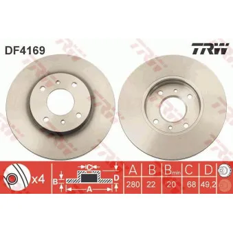 Jeu de 2 disques de frein avant TRW OEM 402062f500
