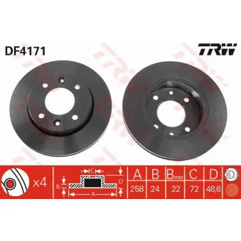 TRW DF4171 - Jeu de 2 disques de frein avant