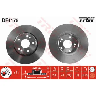 Jeu de 2 disques de frein avant TRW OEM ADR164333
