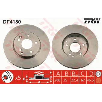 Jeu de 2 disques de frein avant TRW DF4180