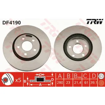 Jeu de 2 disques de frein avant TRW OEM BD1641
