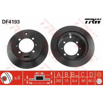TRW DF4193 - Jeu de 2 disques de frein arrière