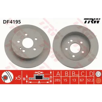 TRW DF4195 - Jeu de 2 disques de frein arrière