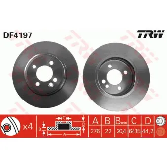 Jeu de 2 disques de frein avant TRW DF4197