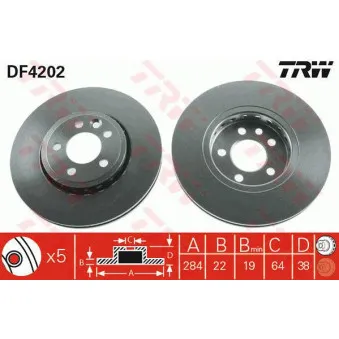 Jeu de 2 disques de frein avant TRW OEM R-D0564