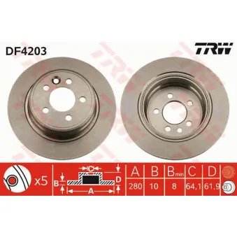 TRW DF4203 - Jeu de 2 disques de frein arrière