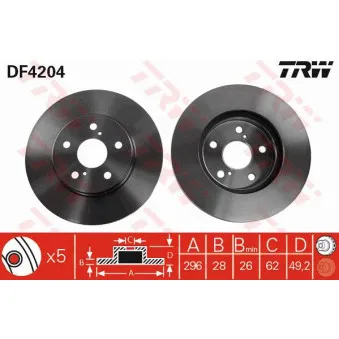 Jeu de 2 disques de frein avant TRW DF4204