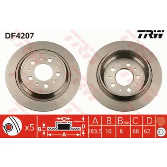 Jeu de 2 disques de frein arrière TRW OEM 2722486
