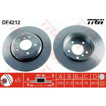 TRW DF4212 - Jeu de 2 disques de frein arrière