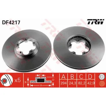 TRW DF4217 - Jeu de 2 disques de frein avant