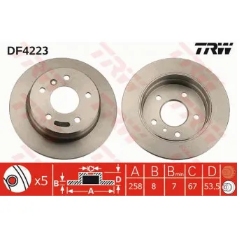 TRW DF4223 - Jeu de 2 disques de frein arrière