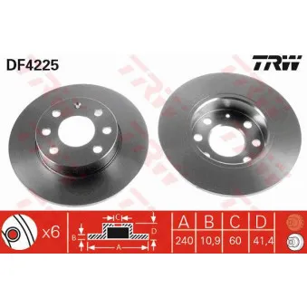 Jeu de 2 disques de frein avant TRW DF4225