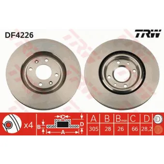 TRW DF4226 - Jeu de 2 disques de frein avant