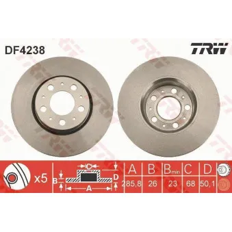 TRW DF4238 - Jeu de 2 disques de frein avant