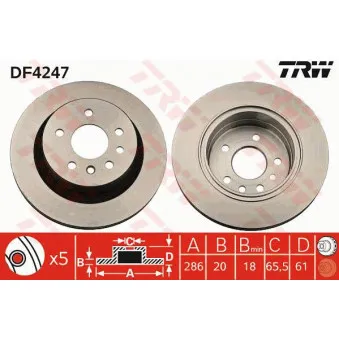TRW DF4247 - Jeu de 2 disques de frein arrière