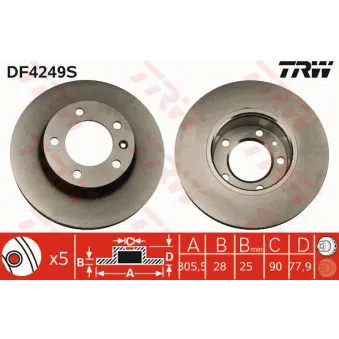 Jeu de 2 disques de frein avant TRW OEM 24.0128-0129.1